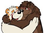  2022 anthro black_nose blush brown_body cute_fangs duo embrace hug jakegr male male/male mammal overweight overweight_male simple_background ursid white_background white_body 