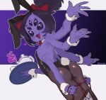  blush blush_lines bunny_costume clothing costume cuffs_(clothing) fake_ears fake_rabbit_ears female hi_res humanoid looking_at_viewer muffet multi_arm multi_limb purple_body purple_skin rear_view solo undertale undertale_(series) video_games waa153 
