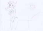  absurd_res anthro arcturus_archer balcony bikini clothing domestic_cat felid feline felis female hair hi_res jinx_archer mammal missing_tail sketch_page solo sunrise swimwear two_suns underwear 