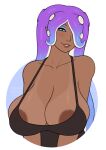  big_breasts breasts brown_body brown_skin cephalopod clothing female green_eyes huge_breasts humanoid jimmuarts marine mollusk nintendo nipples octarian octoling pseudo_hair shirt solo splatoon suntan tan_line tank_top tentacle_hair tentacles topwear video_games 