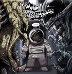 4_fingers absurd_res alien alien_(franchise) astronaut astronaut_suit bodily_fluids bulge dialogue digital_drawing_(artwork) digital_media_(artwork) dreadlocks drooling english_text fingers group hi_res human humanoid humor imminent_sex male male/male mammal mewing_(meme) open_mouth predator_(franchise) roaring saliva screeching sharp_teeth speech_bubble standing teastuff teeth text tongue_mouth trio would_(reaction_image) xenomorph yautja