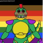  alligator alligatorid artist_gaywatermelon2 crocodilian five_nights_at_freddy&#039;s five_nights_at_freddy&#039;s:_security_breach icon lgbt_pride looking_at_viewer machine male montgomery_gator_(fnaf) pattern_background picrew pride_colors rainbow_flag rainbow_pride_flag rainbow_symbol reptile robot scalie scottgames simple_background smile solo video_games 
