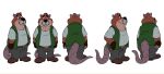  2022 absurd_res anthro bottomwear brok_the_investigator clothing cricetid facial_hair hi_res hubie360 male mammal mature_male model_sheet multiple_poses muskrat mustache overweight overweight_male pants pose rodent shirt solo topwear tramp_(brok_the_investigator) video_games 