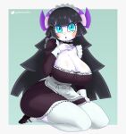  absurd_res animal_crossing anthro big_breasts blush blush_stickers bovid breasts caprine choker cleavage clothed clothing female gammainks hi_res horn jewelry kneeling legwear looking_at_viewer maid_uniform mammal muffy_(animal_crossing) necklace nintendo sheep solo squish stockings thick_thighs thigh_squish uniform video_games 