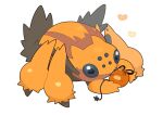  bug commentary_request dedenne galvantula heart holding holding_pokemon no_humans open_mouth pokemon pokemon_(creature) shuu_(ssyuu721) simple_background spider white_background yellow_fur 