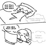 1:1 2025 :3 aliasing ambiguous/ambiguous ambiguous_feral ambiguous_gender bed belly black_text black_whiskers blush blush_stickers canid canine canis cartoon_nudity chair computer dark_text desk dialogue digital_media_(artwork) domestic_cat domestic_dog duo electronics english_text eyes_closed feet felid feline felis feral fur furniture grey_blush grey_body grey_fur grey_markings grey_text happy keyboard light_arms light_belly light_body light_chest light_ears light_feet light_fur light_head light_legs light_markings light_tail light_text long_distance_relationship love lying lying_on_bed mammal markings monochrome monotone_background mouth_closed multicolored_ears nude on_bed on_chair on_furniture open_:3 open_mouth phone phone_call pillow pointy_ears raised_hand romantic romantic_couple sillycritterz simple_background sitting sitting_on_chair speech_bubble stated_love table tail talking_feral talking_to_another talking_to_partner text thought_bubble two_tone_ears whiskers white_background white_body white_ears white_feet white_fur white_head white_legs white_tail