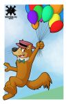  2016 4_fingers anthro balloon black_nose bow_tie canid canine canis clothing fingers fur hanna-barbera hat headgear headwear hi_res hokey_wolf hokey_wolf_(character) inflatable male mammal meteor-5 solo whiskers wolf year 