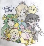 2020 4_fingers 5_fingers accessory age_difference ambiguous_gender anthro armwear bayonetta bayonetta_(character) black_eyewear black_glasses black_hair blonde_hair blue_bottomwear blue_clothing blue_dress blue_skirt blush blush_lines bottomwear bracelet button_(fastener) canid canine canis choker chris-thekid claws clothed clothed_anthro clothed_female clothed_human clothed_humanoid clothing colored_pencil_(artwork) deity domestic_dog dress elbow_gloves english_description eyes_closed eyewear featureless_hands female female_anthro female_human female_humanoid fingers glasses gloves gold_(metal) gold_bracelet gold_choker gold_jewelry gold_necklace green_clothing green_eyes green_topwear green_vest group hair hair_accessory hair_over_eye hair_tie hand_on_own_face handwear heart_symbol human humanoid jewelry kid_icarus koopa koopaling lips lipstick looking_at_viewer luma makeup mammal mario_bros mouthless necklace nintendo noseless older_female one_eye_closed open_mouth open_smile palutena party_popper pink_bow platinumgames ponytail puckered_lips red_hair_tie red_lipstick rosalina_(mario) scales scalie shih_tzu short_hair signature simple_background skirt smile smiling_at_viewer super_mario_galaxy super_smash_bros. super_smash_bros._ultimate tan_body tan_skin teeth thick_lips topwear toy_dog traditional_media_(artwork) vest wendy_o._koopa white_armwear white_claws white_clothing white_dress white_elbow_gloves white_gloves white_handwear wink winking_at_viewer yellow_body yellow_ears yellow_scales younger_anthro younger_female