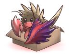 4:3 ambiguous_gender arthropod box canes-cm capcom carapace carapaceon cardboard cardboard_box container crustacean decapod eyestalks feral hermit_crab hermitaur in_box in_container malacostracan monster_hunter red_body simple_background solo spikes spikes_(anatomy) stonefist_hermitaur white_background