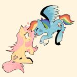 blue_body blue_eyes charmallows duo equid equine eyes_closed feathered_wings feathers female female/female feral flutterbat_(mlp) fluttershy_(mlp) friendship_is_magic hair hasbro hi_res horse mammal multicolored_hair my_little_pony mythological_creature mythological_equine mythology open_mouth pegasus pink_hair pony rainbow_dash_(mlp) rainbow_hair simple_background wings wounded yellow_body