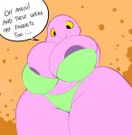  anthro areola big_breasts bikini black_eyes breasts brittle_(plaga) cleavage clothed clothing female green_bikini green_clothing green_swimwear hi_res lizard pink_body pink_skin plaga purple_areola reptile scalie solo swimwear text thick_thighs wide_hips yellow_sclera 
