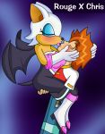 2009 anthro bat blush chris_thorndyke female human kissing male male/female mammal meanmotorscooter rouge_the_bat sonic_(series) young 