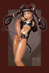  copyright_request dark_skin dominatrix erection femdom futanari kami_tora latex non-web_source shiny shiny_clothes shorts solo twintails 