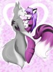  &lt;3 anthro areola breasts butt butt_grab canid canine canis collar domestic_dog duo embrace exposed_breasts eyes_closed female fox french_kissing fur fur_markings hair hand_on_butt heart_background hug husky kissing male male/female mammal markings nipple_piercing nipples nordic_sled_dog piercing pink_body pink_fur purple_hair romantic romantic_couple selene_leni siberian_husky spitz tagme tongue unknown_artist white_body white_fur 