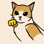 darkalcaline derp_eyes digital_media_(artwork) domestic_cat emoji felid feline felis feral funny_cartoon hi_res invalid_tag male mammal meme meme_format parody paw_outstretched punch silly simple_background stylized ych