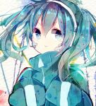  bandaid closed_mouth ene_(kagerou_project) green_eyes green_hair green_jacket highres jacket kagerou_project twintails 