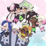  &gt;_&lt; 1boy 6+girls :&gt; :3 :d :t ;) arms_up asymmetrical_sidelocks bare_shoulders big_man_(splatoon) black_boots black_gloves black_hair black_jacket black_leggings black_socks black_unitard blonde_hair blue_hair blue_nails blue_shawl blush boots bow-shaped_hair callie_(splatoon) callie_(squid_sisters_outfit)_(splatoon) cephalopod_eyes chibi chibi_only commentary_request coula_cat cropped_jacket crown dark-skinned_female dark_skin detached_collar dress drop_shadow earrings eyebrows_hidden_by_hair fangs fist_bump food-themed_hair_ornament frye_(deep_cut_outfit)_(splatoon) frye_(splatoon) gloves gradient_hair green_eyes green_hair green_pantyhose hair_ornament hair_over_one_eye hand_fan hand_on_own_cheek hand_on_own_face hand_on_own_hip harem_pants heads_together high_collar holding holding_fan holding_hands jacket jewelry jumping leather leather_jacket leggings long_hair low-tied_sidelocks manta_ray marie_(splatoon) marie_(squid_sisters_outfit)_(splatoon) marina_(off_the_hook_outfit)_(splatoon) marina_(splatoon) medium_hair miniskirt mole mole_under_eye mole_under_mouth multicolored_hair multiple_earrings multiple_girls narrowed_eyes navel navel_piercing object_on_head off-shoulder_shirt off_shoulder one_eye_closed outline outstretched_arms pants pantyhose pantyhose_under_shorts parted_bangs partially_open_jacket pearl_(off_the_hook_outfit)_(splatoon) pearl_(splatoon) piercing pink_hair pink_pantyhose pointy_ears red_eyes sarashi see-through_clothes see-through_shawl shawl shirt shiver_(deep_cut_outfit)_(splatoon) shiver_(splatoon) short_hair short_jumpsuit short_shorts shorts siblings sidelocks sisters sitting sitting_on_person skirt sleeveless sleeveless_dress sleeveless_jacket smile socks sparkle splatoon_(series) spread_arms star-shaped_pupils star_(symbol) strapless strapless_dress strapless_jumpsuit suction_cups swept_bangs symbol-shaped_pupils tank_top tassel tentacle_hair thick_eyebrows tilted_headwear tooth_earrings torn_clothes torn_leggings twitter_username two-tone_hair very_long_hair watermark watermark_grid white_boots white_crown white_dress white_gloves white_hair white_outline x_hair_ornament xd yellow_eyes yellow_shawl yellow_tank_top zipper zipper_pull_tab 