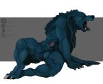 alien animal_genitalia animal_penis anthro ball_tuft balls blue_body blue_fur canid canine canine_genitalia canine_penis canis eyes_closed fangs fur genitals grey_background hybrid katthekitkat male mammal muscular muscular_anthro muscular_male mythological_canine mythological_creature mythology open_mouth penis sheath simple_background sitting solo spots spotted_genitalia spotted_penis teeth tongue tuft werecanid werecanine werecreature werewolf white_background wolf yawn