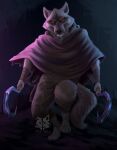 4_toes anthro arm_wrapping arm_wraps bodily_fluids bottomwear canid canine canis cheek_tuft claws cloak clothing creepy creepy_face creepy_smile death_(puss_in_boots) detailed dreamworks drooling dual_wielding facial_markings facial_tuft fangs feet floop_mellow fluffy fluffy_tail front_view fur fuzzy glowing glowing_eyes grey_body grey_fur head_markings head_tuft hi_res holding_object holding_weapon leg_wrap leg_wraps looking_at_viewer male mammal markings mask_(marking) neck_tuft open_mouth pants poncho puss_in_boots_(franchise) raised_leg red_eyes saliva sickle simple_background smile solo standing tail teeth toes torn_clothing tuft watermark weapon wolf wrapped_arms wrapped_legs wraps