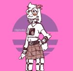  anthro bottomwear bovid caprine choker clothed clothing crossdressing deltarune ear_piercing eyewear glasses goat jewelry male mammal monster necklace piercing ralsei simple_background skirt solo ugly_tortilla undertale_(series) video_games 