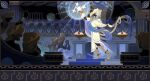  1girl 6+others absurdres ancient_greek_clothes animal_ear_fluff animal_ears arm_up bad_link belt blue_sash boots brown_boots cat_ears cat_girl cat_tail cauldron choker cipher_(honkai:_star_rail) crowd fire full_body game_cg gauntlets greco-roman_clothes grey_hair high_heels highres honkai:_star_rail honkai_(series) hood multiple_others mural official_art sash short_hair tail tail_ornament tail_ring tunic white_tunic 