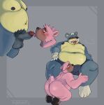 absurd_res animal_crossing anthro backsack balls bandage bandage_on_face bear blush bodily_fluids body_worship bulge butt clothing crotch_sniffing curt_(animal_crossing) duo fur genitals half-closed_eyes hi_res keeko_(gogokeeko) kneeling licking male male/male mammal moobs musk musk_clouds musk_worship narrowed_eyes newtmoss nintendo oral overweight paws penile penis penis_lick pink_body pink_fur pubes sex shaded simple_background sniffing sweat sweaty_balls sweaty_genitalia tail tail_motion tailwag tongue tongue_out underwear watermark