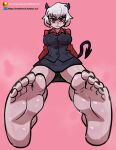 barefoot black_nails clothed clothing colored_nails demon demon_humanoid feet female helltaker hi_res horn horned_humanoid humanoid humanoid_feet malina_(helltaker) nails not_furry plantigrade reathroch red_eyes solo spade_tail tail tailed_humanoid