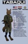  agent aleone anthro barefoot belt bottomwear canid canine canis cia claws clothing digitigrade english_text facial_markings fanfiction fatigues feet flag golden_jackal gun head_markings jackal jacket khakis looking_at_viewer male mammal markings military mp5 pants patch_(marking) ranged_weapon roundel smoking soldier solo stars_and_stripes submachine_gun tabaqui tail text the_jungle_book topwear united_states_of_america warrior weapon 