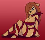  2021 absurd_res anthro big_breasts breasts brown_body brown_fur canid canine canis christmas cleavage clothed clothing curvy_figure digital_media_(artwork) disney domestic_dog ducktales ducktales_(2017) ear_piercing ear_ring eyelashes fauxanne female fingers fur gift_wrapped hair hi_res holidays long_hair looking_at_viewer mammal one_eye_obstructed orange_hair piercing red_background simple_background simple_eyes sitting solo someth1ngoranother thick_thighs voluptuous 