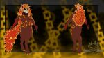 1_eye absurd_res anthro athletic brown_body demonic dragon_tattoo female fiery_hair hi_res horn latex_body lilith_(monstermotif) mature_female menacing_aura monstermotif occult_symbol runes sigil skulldog_(species) slightly_chubby solo symbol tattoo tattoos_everywhere