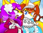  anthro balls big_balls blazedscarf braixen breast_squish breasts duo female female/female genitals goth hi_res holidays huge_balls nintendo pok&eacute;mon pok&eacute;mon_(species) squish video_games winter winter_clothing 