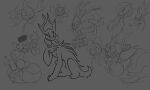 ambiguous_gender antlers blood bodily_fluids cuddling english_text expressions feral group hi_res horn karma_flower monochrome muenos_mccall_(neoncityrain) neoncityrain rain_world scavenger_(rain_world) sketch sketch_page slugcat speech_bubble stab tears text the_unbound_(neoncityrain) videocult