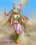  2022 4:5 absurd_res boots breast_squish breasts canid canine cloak clothed clothing female footwear fox gun hi_res mammal prdarkfox rachel_gates ranged_weapon sega shotgun solo sonic_the_hedgehog_(series) squish weapon 