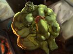 2022 5_fingers 5_toes abs age_difference balls barazoku beard biceps big_muscles big_penis brown_beard brown_facial_hair facial_hair feet fingers friendly_unit93 genitals gid&#039;eon green_arms green_balls green_body green_chest green_feet green_fingers green_hands green_head green_legs green_nipples green_penis green_skin green_toes hi_res humanoid imminent_sex koren male male/male male_humanoid muscular muscular_humanoid nipples not_furry orc pecs penis pubes size_difference toes tusks vein white_body_hair white_pubes