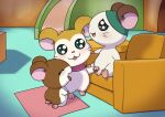 2025 absurd_res animal_genitalia animal_penis anthro armchair balls biped black_eyes brown_body cappy_(hamtaro) chair countershade_face countershade_torso countershading cricetid erection eyes_closed female furniture genitals group hamster hamtaro_(series) handjob hi_res inside kneeling looking_at_viewer male male/female mammal minum multicolored_body nude open_mouth open_smile orange_body pashmina_(hamtaro) penelope_(hamtaro) penile penis pink_nose rodent round_ears sex sitting sitting_on_armchair smile standing tongue trio two_tone_body whiskers white_body white_countershading