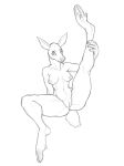 2020 absurd_res anthro bent_leg breasts butt cervid female genitals hand_behind_back hi_res holding_leg hooves inverted_nipples lakeslug looking_at_viewer mammal navel nipples one_leg_up presenting presenting_pussy pussy raised_leg simple_background solo spread_legs spreading white_background 