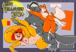 2024 abdominal_bulge after_vaginal anthro areola badger balls bell bell_collar big_tail biped black_nose blue_eyes blush blush_lines bodily_fluids breasts buckteeth canid canine canisfidelis claws clitoris collar collar_only countershade_face countershade_torso countershading cum cum_from_pussy cum_in_pussy cum_inside cum_splatter dipstick_tail edna_(school_days) english_text female female_penetrated fluffy fluffy_tail fox genital_fluids genitals grey_body group group_sex hair halloween hi_res holding_another holding_leg holidays honeycutt_(wonderingeyes13) humanoid_genitalia humanoid_penis interspecies kissing laura_(school_days) leaking_cum leg_glider_position leg_markings looking_pleasured male male/female male_penetrating male_penetrating_female mammal markings medium_breasts mustelid musteline navel nipples nude open_mouth orange_body penetration penile penile_penetration penis penis_in_pussy plantigrade pussy pussy_juice_on_penis raised_leg red_hair rodent school_days sciurid sex short_hair simple_background socks_(marking) tail tail_markings teeth text threesome toe_claws tree_squirrel trio vaginal vaginal_fluids vaginal_penetration whiskers white_body white_countershading white_hair white_markings
