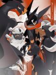  absol alternate_color black_fur claws fangs garchomp greninja highres horns houndoom kashiwa_gnu looking_at_viewer no_humans orange_eyes pokemon pokemon_(creature) red_eyes shiny_pokemon simple_background twitter_username umbreon 