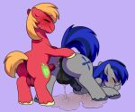aerial_ace animal_genitalia animal_penis anus auroramint balls bent_over big_macintosh_(mlp) bodily_fluids butt duo equid equine equine_genitalia equine_penis eyewear fan_character feral friendship_is_magic genital_fluids genitals glasses hasbro hi_res horse male male/male mammal my_little_pony peeing peeing_on_another penis pony puffy_anus raised_tail simple_background tail urine urine_on_ground watersports