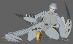  absurd_res anthro armor barioth big_tail capcom claws clitoris duo fangs female flying_wyvern genitals hi_res knight male medicinal_succ melee_weapon monster_hunter pussy sabertooth_(anatomy) scale_knight_(medicinalsucc) spikes sword video_games warrior weapon wings 