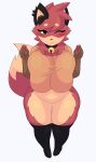  absurd_res anthro big_breasts blush breast_squish breasts canid canine clothing collar cytrusawa female fox grace_(floa) hi_res legwear mammal solo squish sweater thick_thighs thigh_highs topwear 