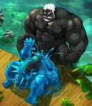 2022 3_eyes 5_fingers 5_toes abs balls beard big_dom_small_sub black_arms black_body black_chest black_feet black_fingers black_hands black_head black_legs black_nipples black_penis black_skin blue_arms blue_balls blue_body blue_chest blue_feet blue_fingers blue_hands blue_head blue_legs blue_nipples blue_penis blue_toes bodily_fluids dominant facial_hair feet fingers friendly_unit93 genitals goo_creature hair hi_res humanoid lactating male male/male male_humanoid multi_eye muscular muscular_humanoid nipples oral oral_penetration orc pecs penetration penile penile_penetration penis penis_on_belly penis_on_face pointy_ears size_difference toes translucent translucent_body tusks white_beard white_eyes white_facial_hair white_hair