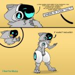  ... 1:1 2021 animated anthro apple_inc. biped claws comic dialogue digitigrade english_text fur grey_body grey_fur heartermobs hi_res humor machine macos offscreen_character paws protogen simple_background solo standing text text_box visor 