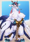  anthro big_breasts blush breasts claws dragon female hi_res horn looking_at_viewer nipples solo tetto wings wyvern 