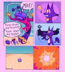 2025 ambiguous_gender anthro artist_name bell bell_collar bow_tie cat_mike_(deltarune) character_name clothed clothed_humanoid clothing collar comic conjoined_speech_bubble cowboy_hat_mike_(deltarune) deltarune dialogue digital_drawing_(artwork) digital_media_(artwork) domestic_cat electronics english_text explosion felid feline felis for_a_head fully_clothed fully_clothed_humanoid gloves group handwear heterochromia hi_res humanoid humor jingle_bell jingle_bell_collar light_bulb linked_speech_bubble male_(lore) mammal mike_(deltarune) mil4nesa object_head pipis_(deltarune) ranged_weapon rocket_launcher screen screen_face screen_head small_mike_(deltarune) speech_bubble tail television tenna_(deltarune) text tv_head undertale_(series) weapon