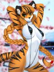  2020 anthro bikini breasts clothed clothing felid female mammal natasharom navel pantherine sling_bikini solo stripes swimwear tagme tiger 