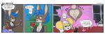 2025 anthro anus bandai_namco beverage big_breasts biped bite_mark black_clothing black_sclera black_shirt black_topwear blue_eyes blue_hair blush blush_lines bottomwear breasts brown_body brush cleavage clothed clothing comic countershade_face countershade_tail countershade_torso countershading crop_top denim denim_bottomwear denim_clothing denim_shorts dialogue digimon digimon_(species) dipstick_ears ear_markings ear_piercing ear_ring english_text eyewear female genitals glasses hair hat headgear headwear hi_res holding_beverage holding_brush holding_object holding_paintbrush hybrid impmon lagomorph leporid mammal markings midriff mohawk multicolored_ears ninabun_(s-nina) paint paintbrush piercing pink_nose rabbit renamon renimpmon ring_piercing round_glasses s-nina scut_tail shirt short_tail shorts solo speech_bubble spit-take tail tank_top text thought_bubble topwear vulva wearing_glasses white_body white_countershading white_markings yellow_body