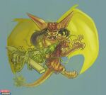 absurd_res big_ears bottomwear clothing deadlock feet female flying gargoyle gun hair hat headgear headwear hi_res horn humanoid ivy_(deadlock) looking_at_viewer nhymm_hundha pants ranged_weapon smile solo spread_wings suspenders teeth tongue tongue_out valve weapon wings