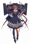 1girl :d ambiguous_red_liquid ankle_boots apple apron argyle_clothes argyle_dress asymmetrical_legwear black_apron black_boots black_horns black_pantyhose black_wings boots brown_hair bug candle cloud commentary cup curtains dark-skinned_female dark_skin demon_girl demon_horns demon_wings disposable_cup dress drinking_straw english_commentary fangs food food_bite frilled_apron frilled_dress frills fruit full_body full_moon fur-trimmed_boots fur_collar fur_trim gloves gradient_wings grey_dress hair_over_one_eye halloween happy_halloween holding holding_menu holding_tray horns hot_dog lace-up_boots long_hair looking_at_viewer low_ponytail maid maid_apron maid_headdress medium_dress menu mismatched_legwear mono_(miso_kuronowish) moon moth multicolored_wings neck_ribbon open_window orange_pantyhose orange_ribbon orange_wings original pantyhose platform_boots pointy_ears ponytail print_apron print_dress puffy_short_sleeves puffy_sleeves purple_eyes ribbon short_sleeves silk simple_background smile solo spider_web standing straight-on tray very_long_hair white_background white_gloves window wings 