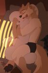 2025 2:3 4_toes 5_fingers anthro bed biped boxer_briefs boxer_briefs_only brown_body brown_fur brown_tail canid canine canis claws clothed clothed_anthro clothed_male clothing countershade_fur countershade_torso countershading coyote digital_media_(artwork) feet finger_claws fingers fur furniture inside lying lying_on_bed male mammal on_bed on_side open_mouth pawpads paws pillow sleeping solo tail teeth toe_claws toes tongue topless underwear underwear_only wolflady